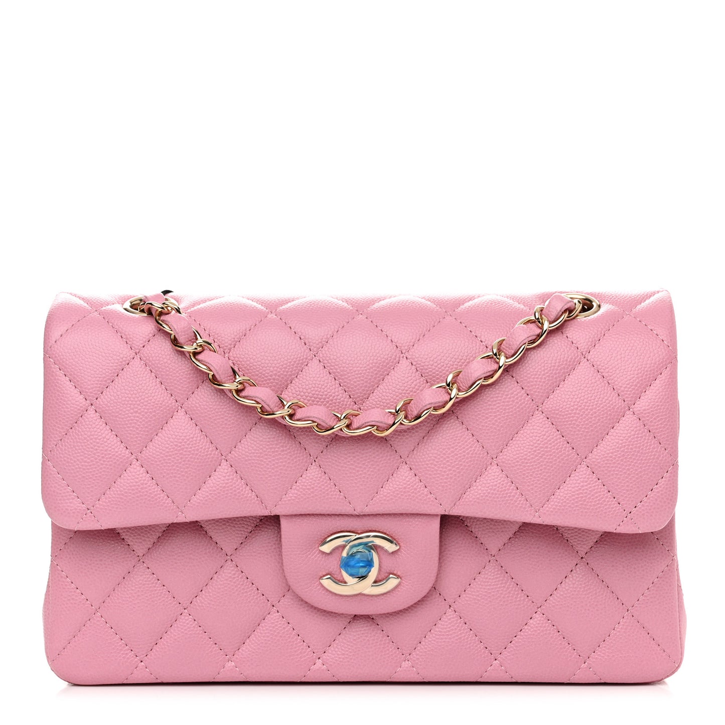Caviar Quilted Small Double Flap Pink