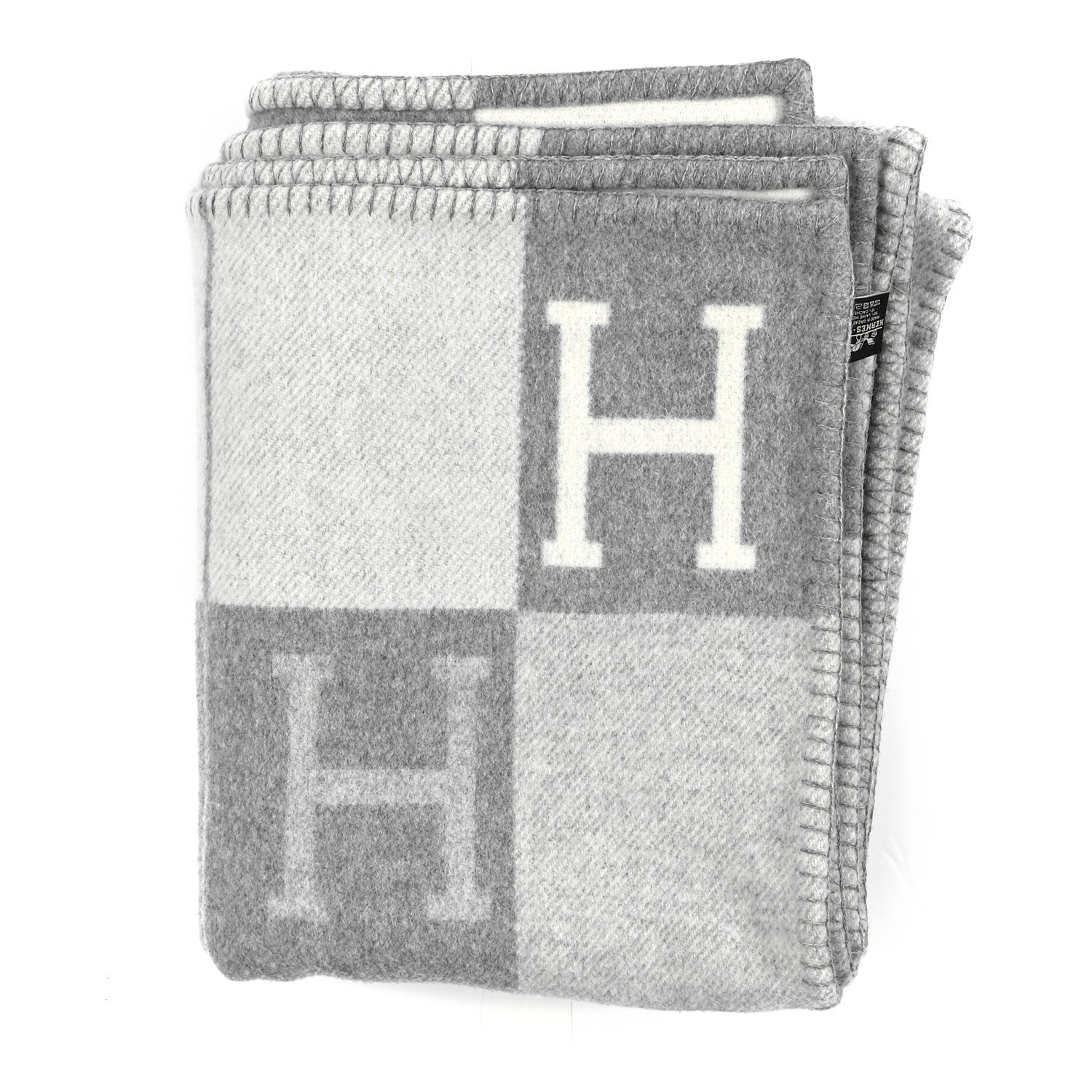 Hermes Wool Cashmere Avalon III Blanket Ecru Gris Clair 1 of 3