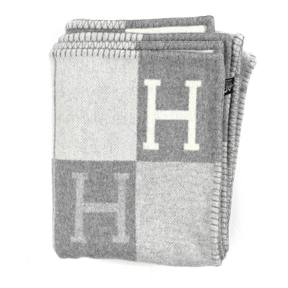 Hermes Wool Cashmere Avalon III Blanket Ecru Gris Clair 1 of 3