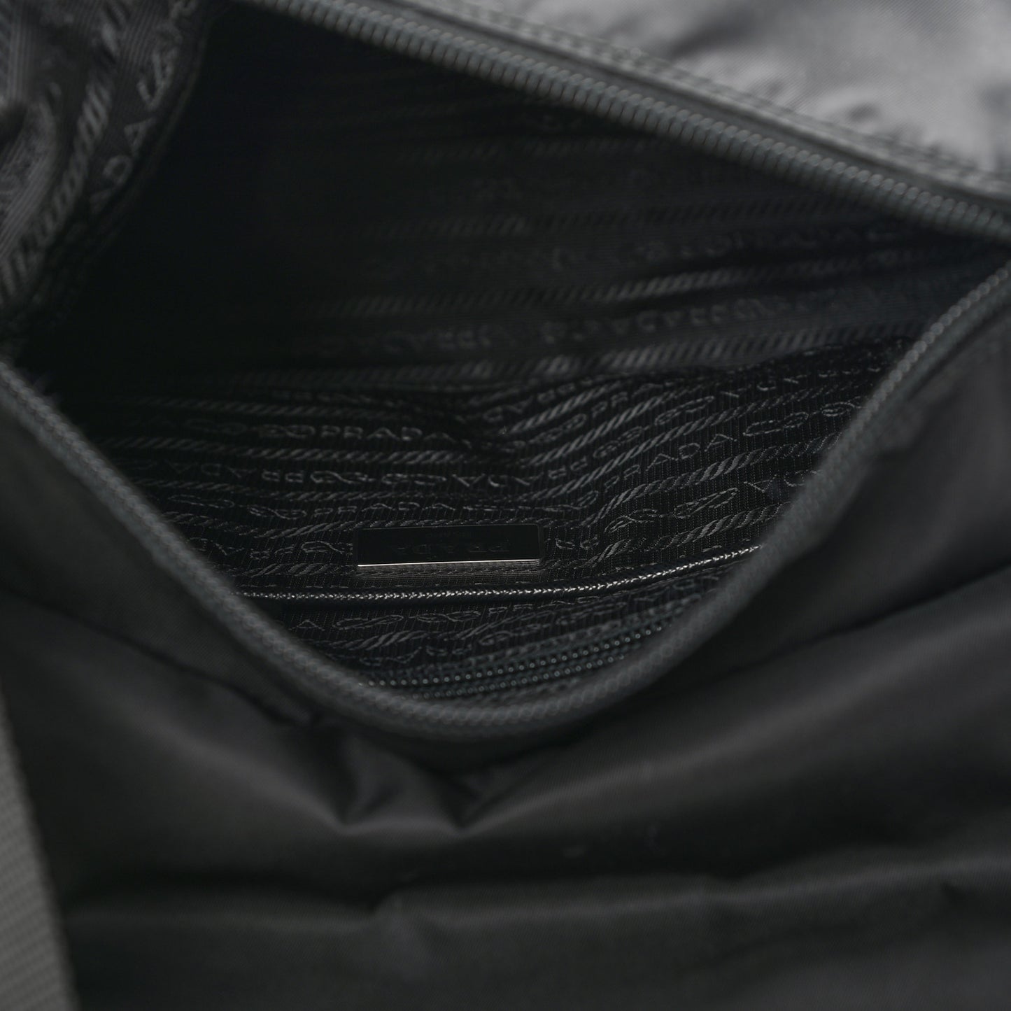 Re-Nylon Vela Saffiano Pocket Single Buckle Messenger Shoulder Bag Black