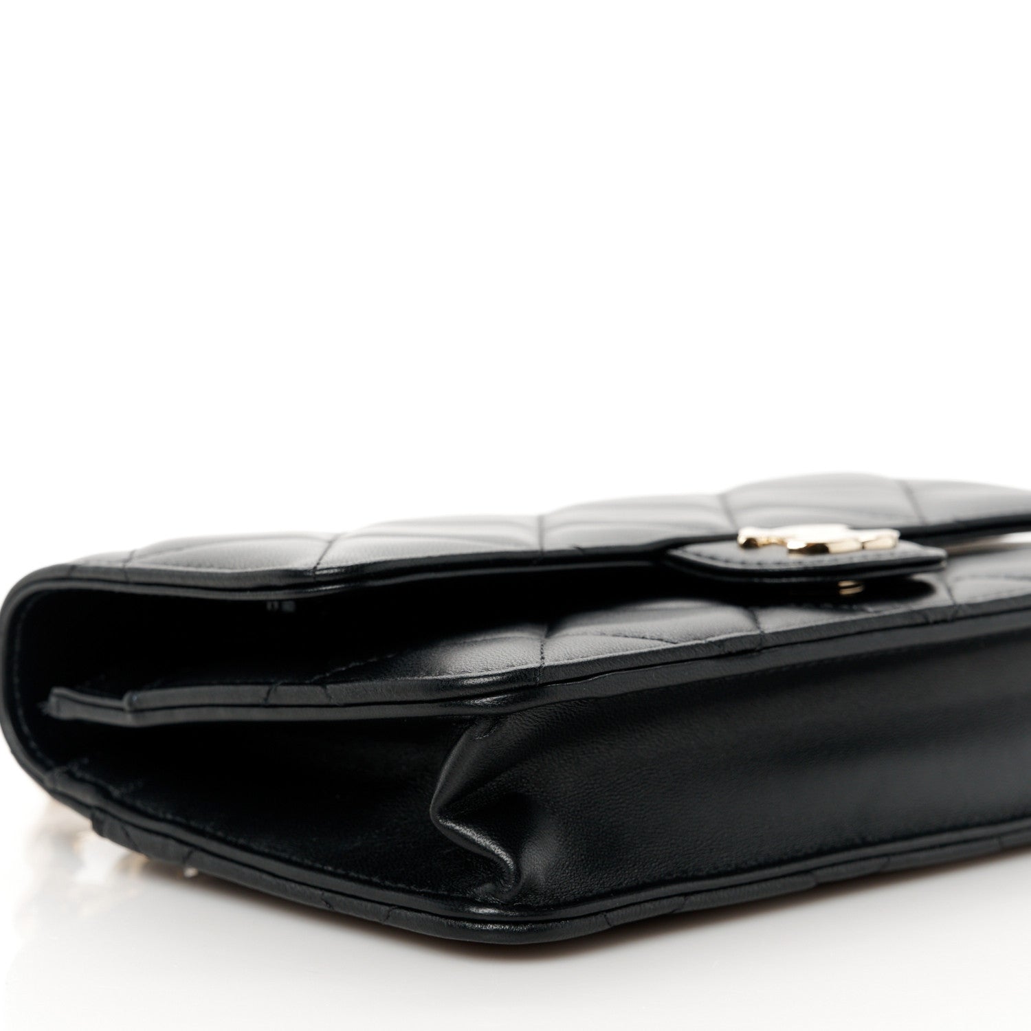 Chanel Lambskin Plexi Quilted Wallet On Chain WOC Black 10 of 12