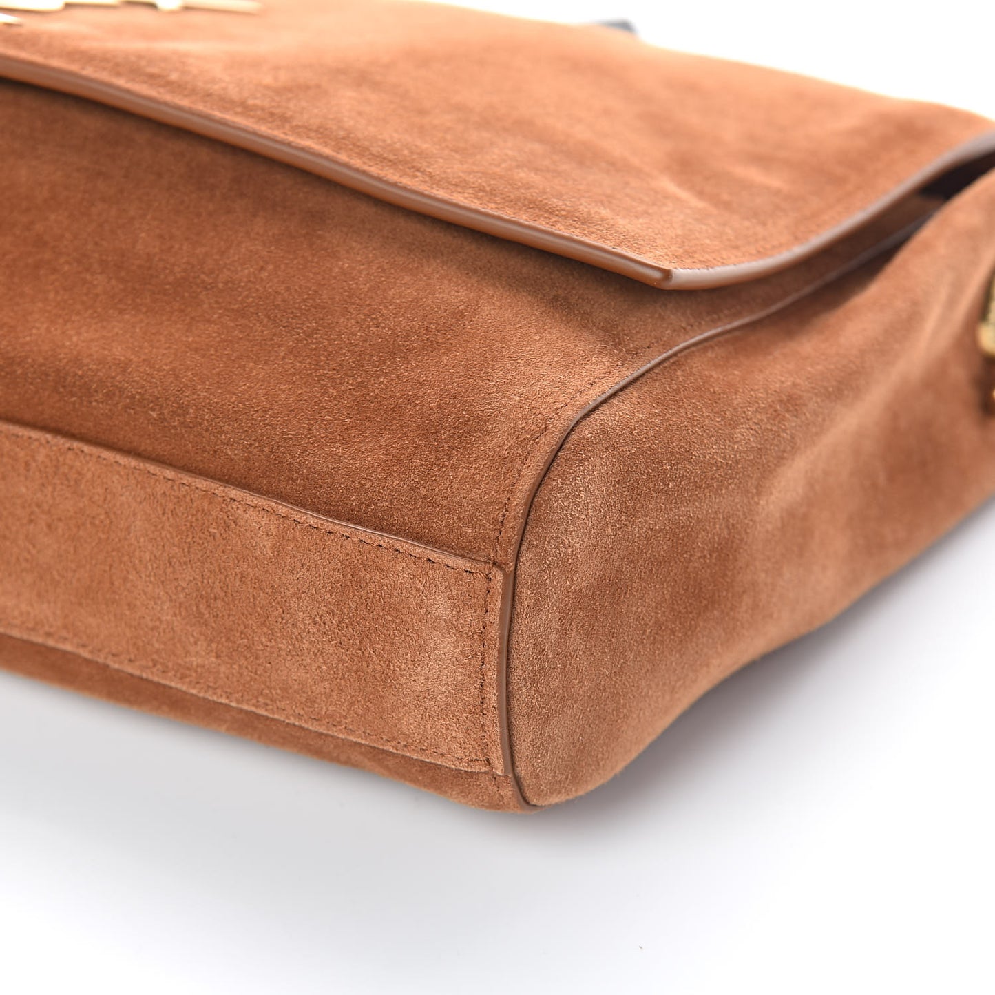 Smooth Calfskin Suede Medium Reversible Monogram Kate Satchel Light Ochre