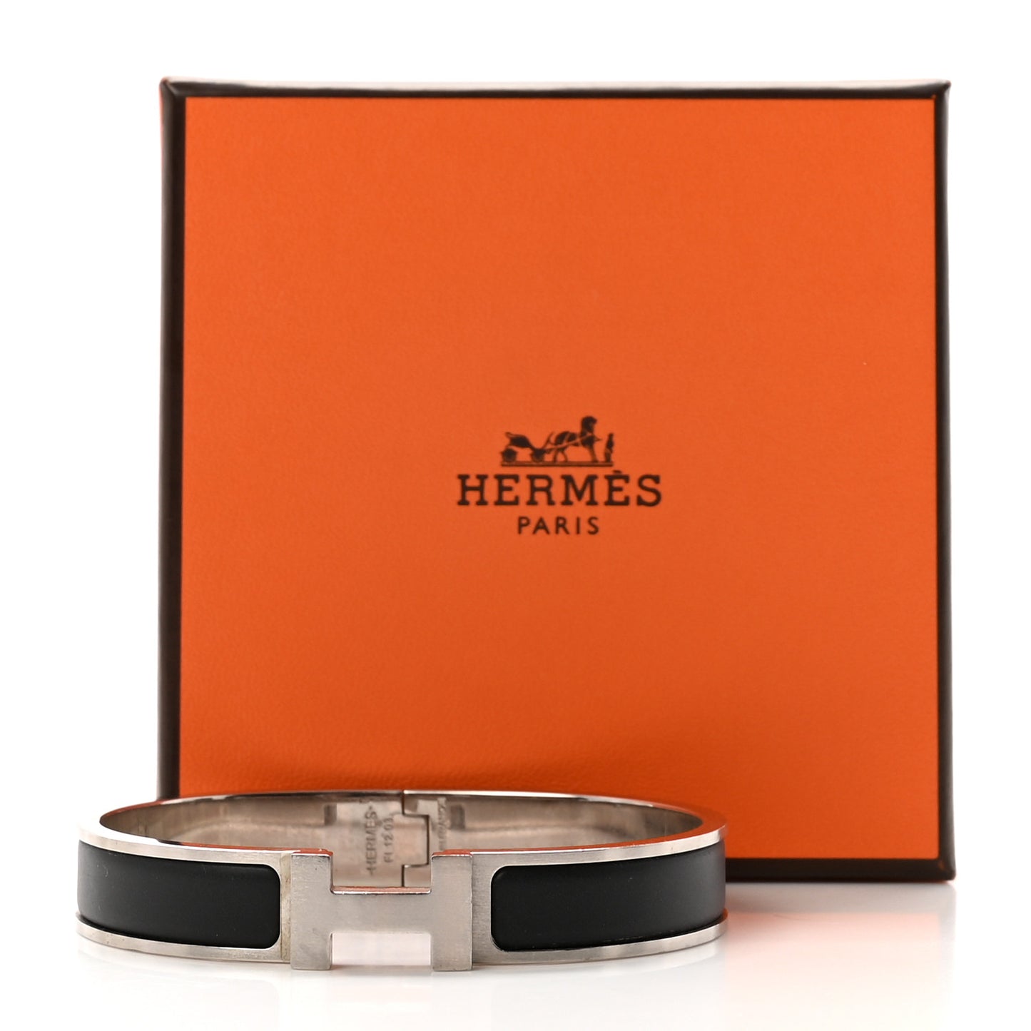 Matte Enamel Narrow Clic Clac HH Bracelet GM Black
