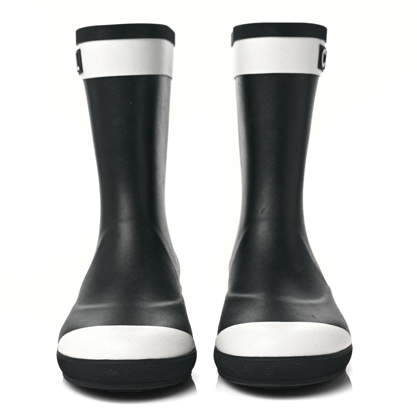 Rubber Logo Short Rain Boots 35 Black White
