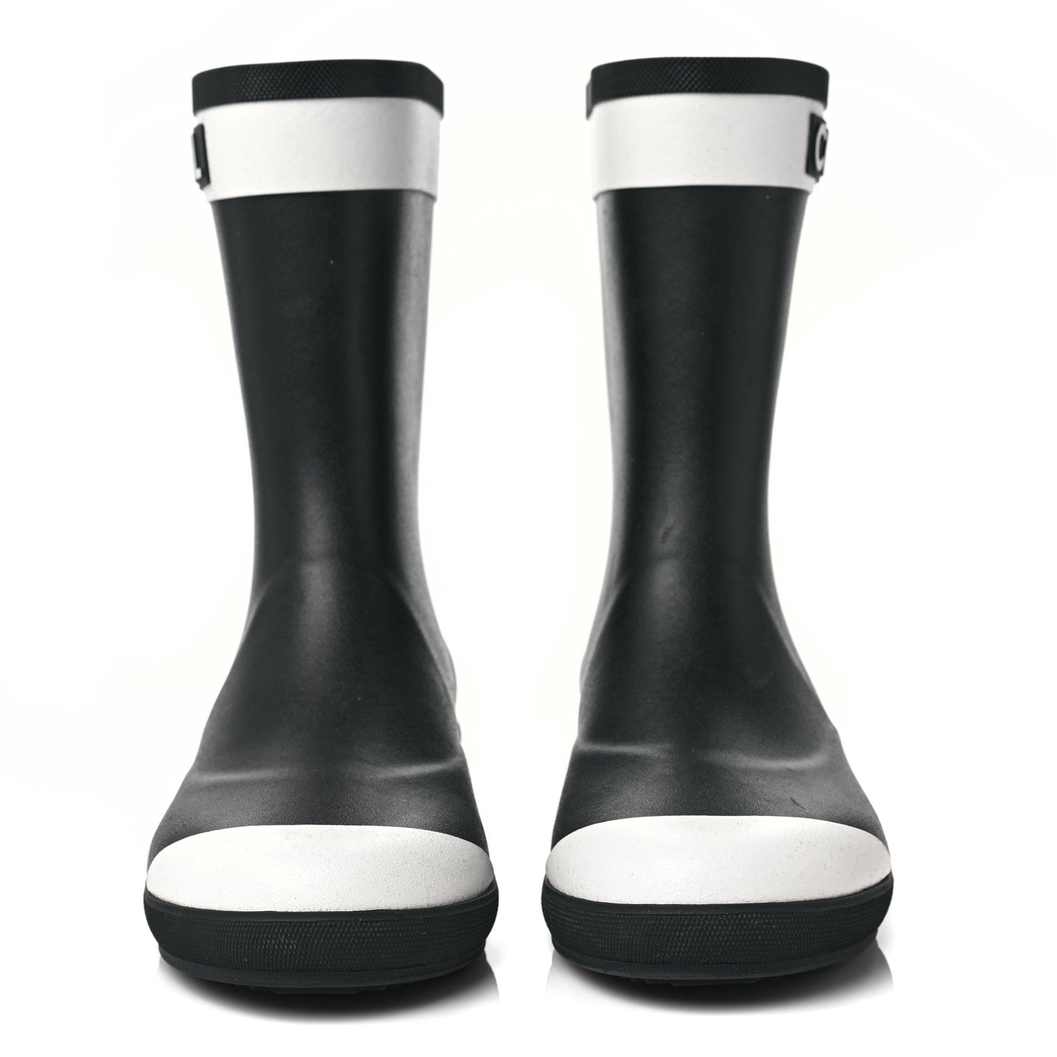 Chanel Rubber Logo Short Rain Boots 35 Black White 2 of 9