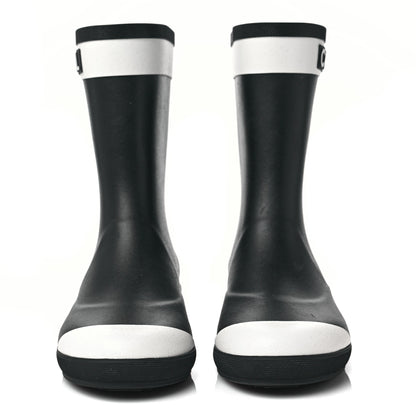 Chanel Rubber Logo Short Rain Boots 35 Black White 2 of 9