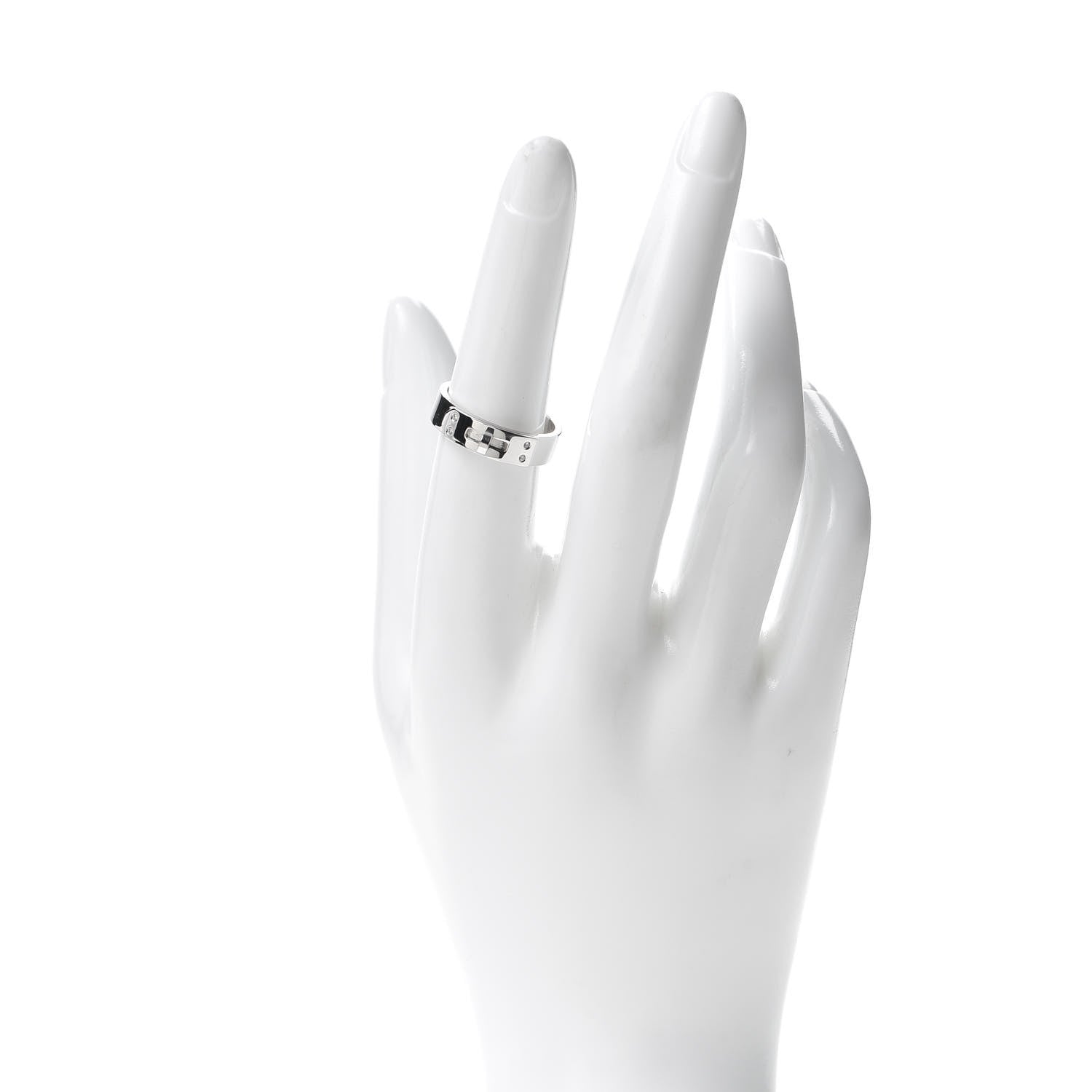 Hermes 18K White Gold Diamond PM Kelly Ring 54 6.75 2 of 5