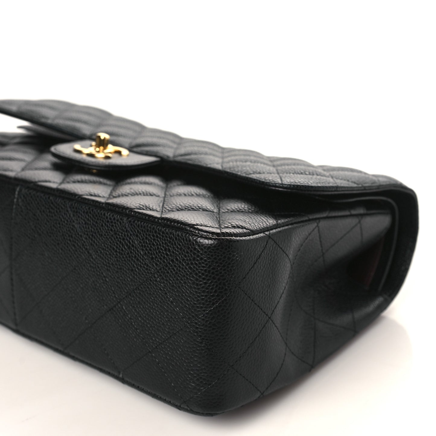 Caviar Quilted Jumbo Double Flap Black