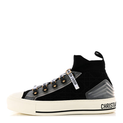 Christian Dior Technical Knit Calfskin Womens Walk'N'Dior High Top Sneakers 37 Black 1 of 11