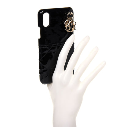 Christian Dior Patent Tech Calfskin Cannage Lady Dior Tech iPhone X XS Case Black 2 of 12