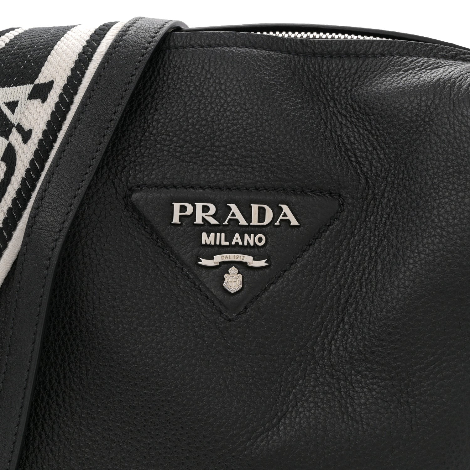 Prada Vitello Daino Soft Medium Zippered Top Handle Bag Black 7 of 9