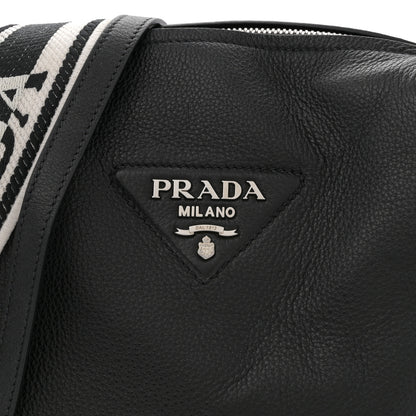 Prada Vitello Daino Soft Medium Zippered Top Handle Bag Black 7 of 9