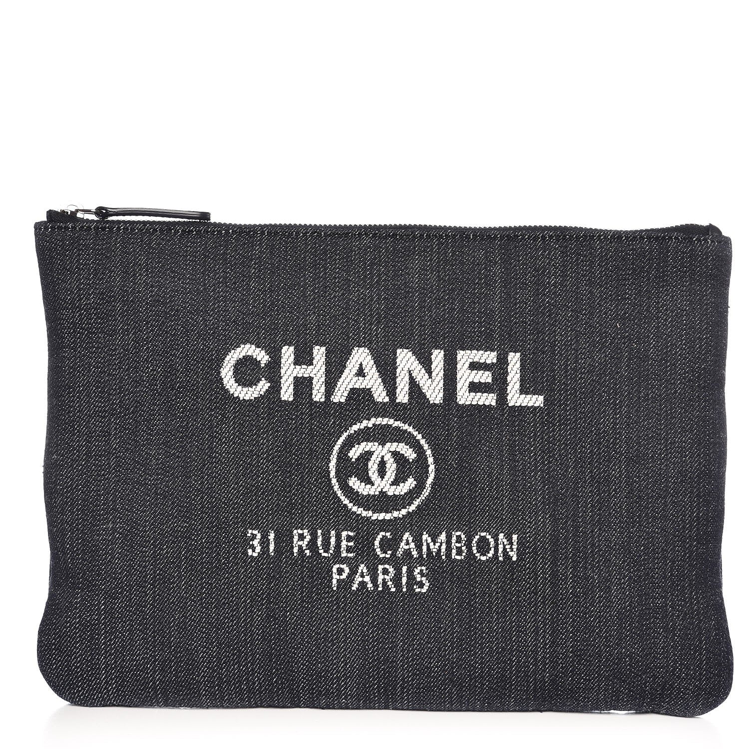 Chanel Denim Medium Deauville Pouch Dark Blue 1 of 7