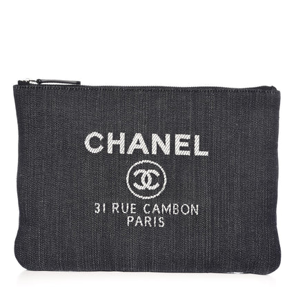 Chanel Denim Medium Deauville Pouch Dark Blue 1 of 7