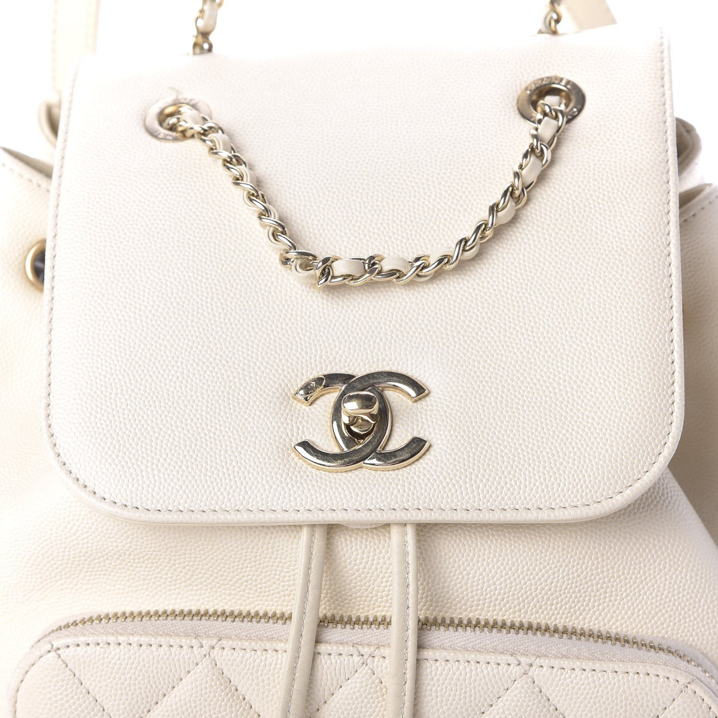 Caviar Quilted Business Affinity Backpack White
