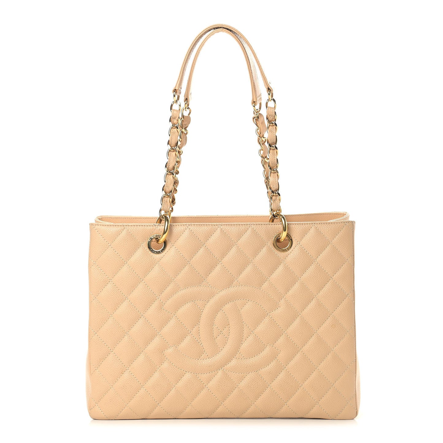 Caviar Quilted Grand Shopping Tote GST Beige