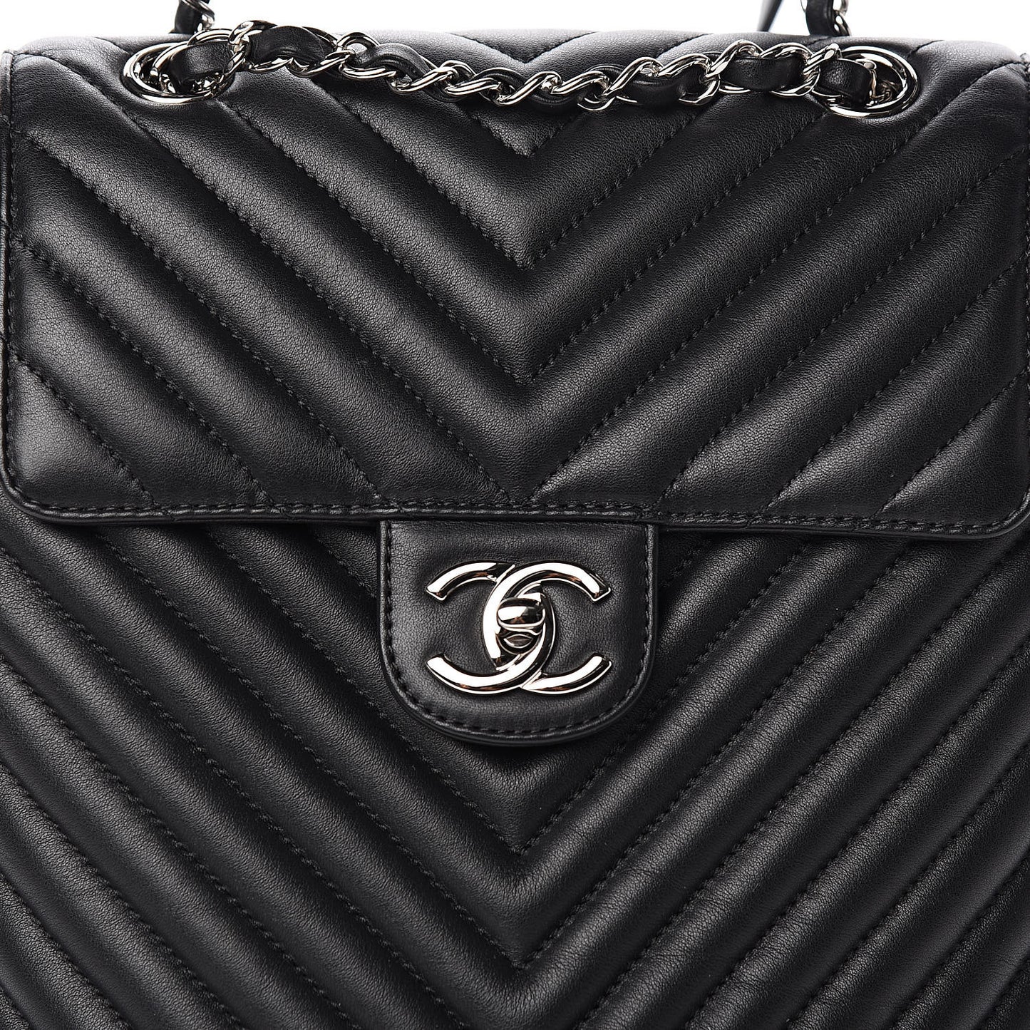 Calfskin Chevron Quilted Small Urban Spirit Backpack Black