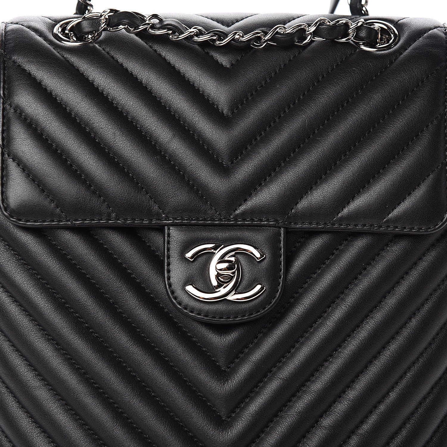 Chanel Calfskin Chevron Quilted Small Urban Spirit Backpack Black 10 of 11