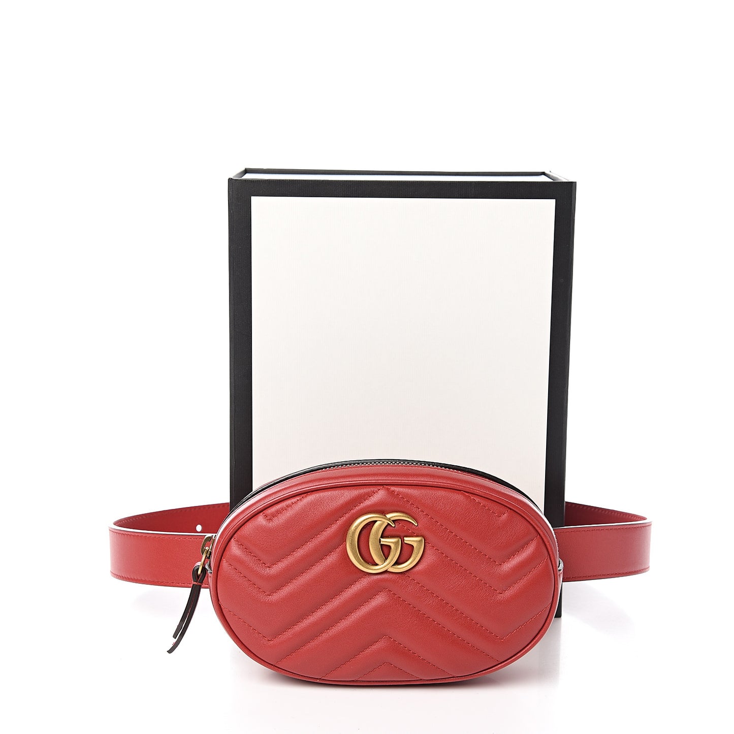 Calfskin Matelasse GG Marmont Belt Bag 85 34 Hibiscus Red