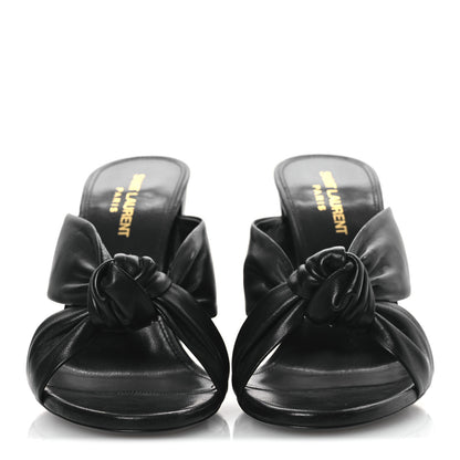 Saint Laurent Calfskin Bianca Knotted Mule Sandals 37 Black 3 of 14