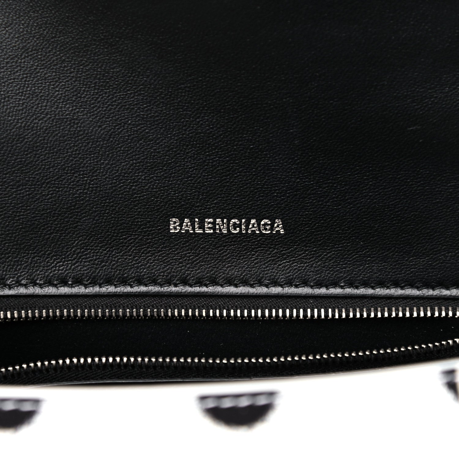 Balenciaga Smooth Calfskin Spray Polka Dot Small Hourglass Top Handle Bag White Black 6 of 9