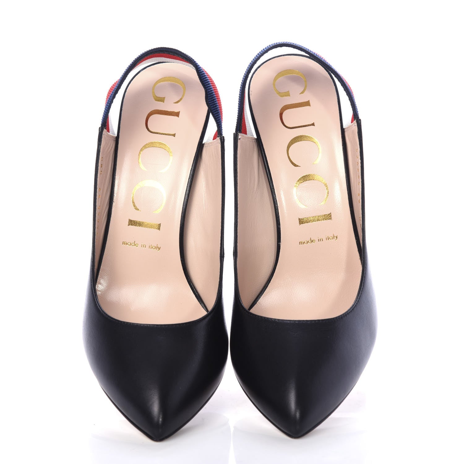 Gucci Malaga Kid Web Sylvie High Heel Slingback Pumps 39 Black 6 of 11