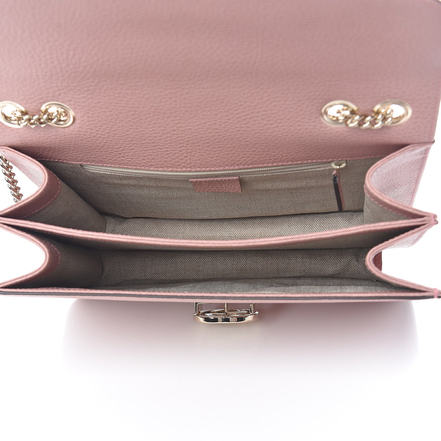 Dollar Calfskin Interlocking G Shoulder Bag Soft Pink