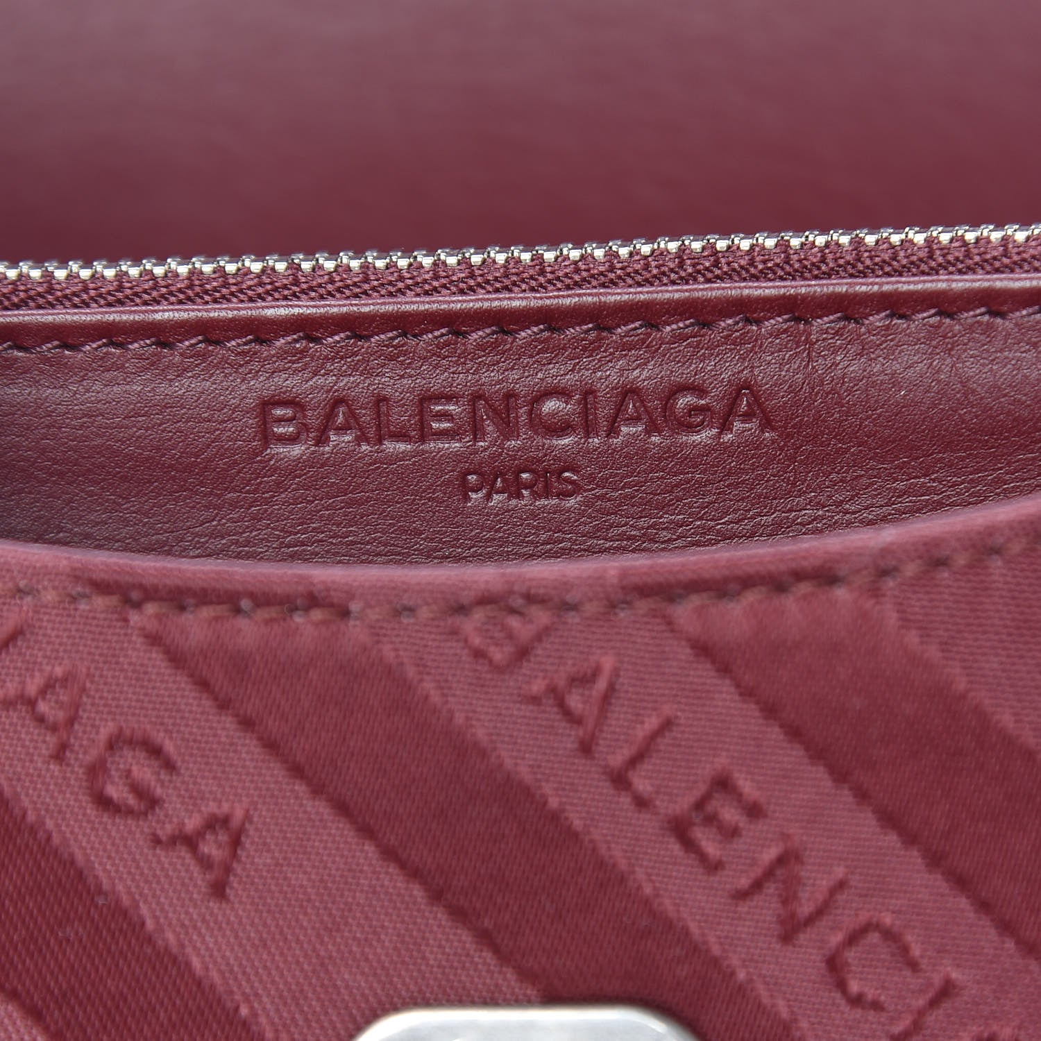 Balenciaga Nylon Jacquard Diagonal Logo Small Scarf Lock Chain Shoulder Bag Rouge Bordeaux Black Beige 6 of 10