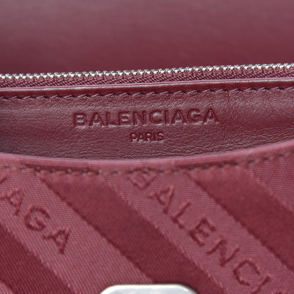 Balenciaga Nylon Jacquard Diagonal Logo Small Scarf Lock Chain Shoulder Bag Rouge Bordeaux Black Beige 6 of 10