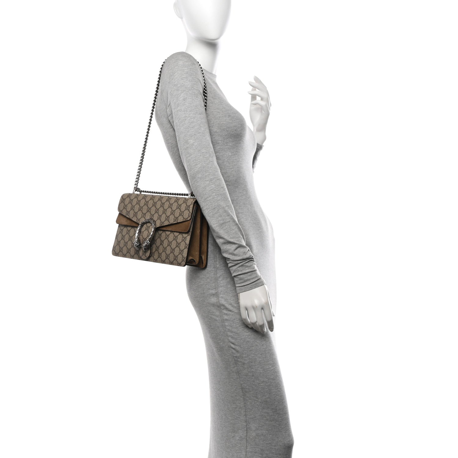 Gucci GG Supreme Monogram Small Dionysus Shoulder Bag Taupe 2 of 14