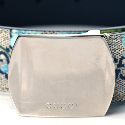 Gucci GG Supreme Monogram Blooms Plaque Belt 85 34 Blue 2 of 6