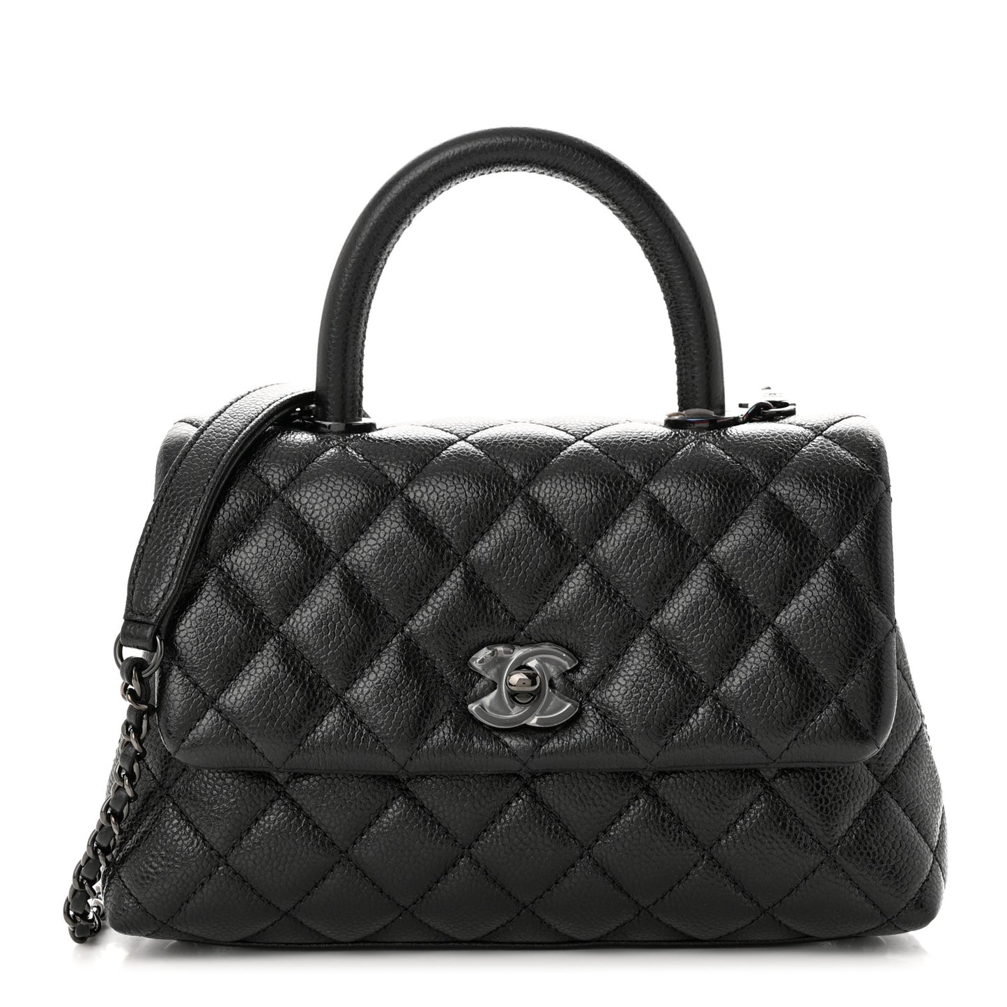 Caviar Quilted Mini Coco Handle Flap So Black