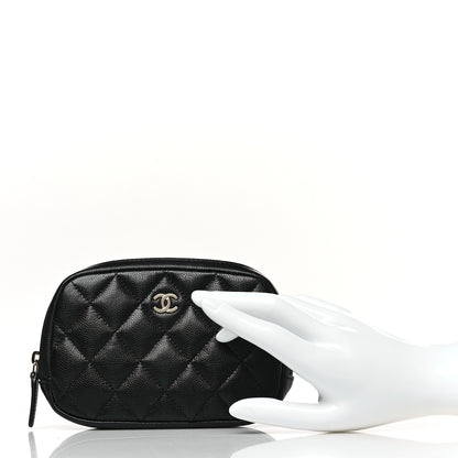 Chanel Caviar Quilted Small Curvy Pouch Cosmetic Case Black 2 of 10