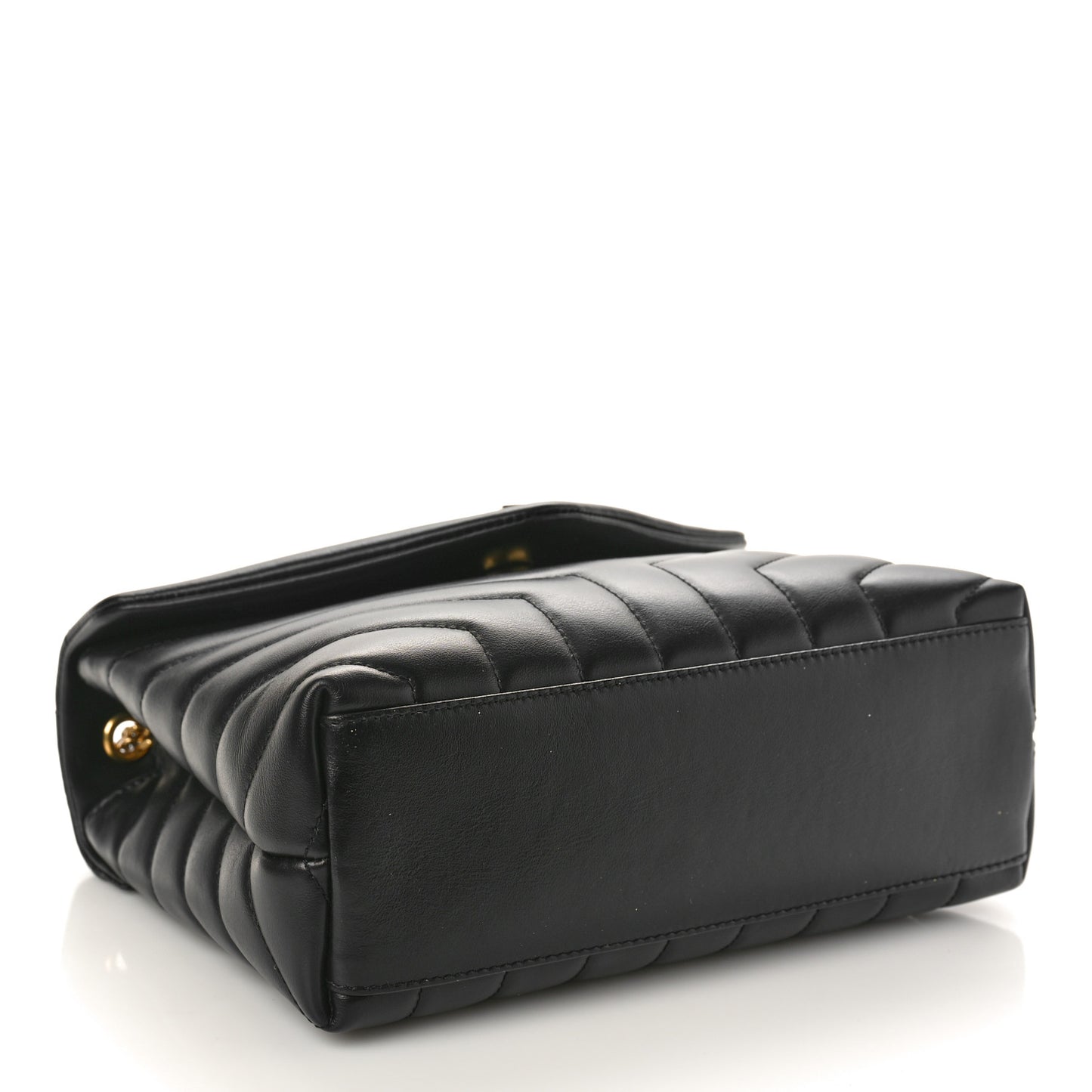 SAINT LAURENT Calfskin Y Quilted Monogram Small Loulou Chain Satchel Black