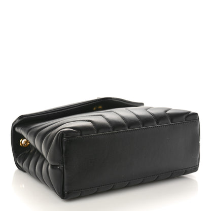 Saint Laurent SAINT LAURENT Calfskin Y Quilted Monogram Small Loulou Chain Satchel Black 4 of 8
