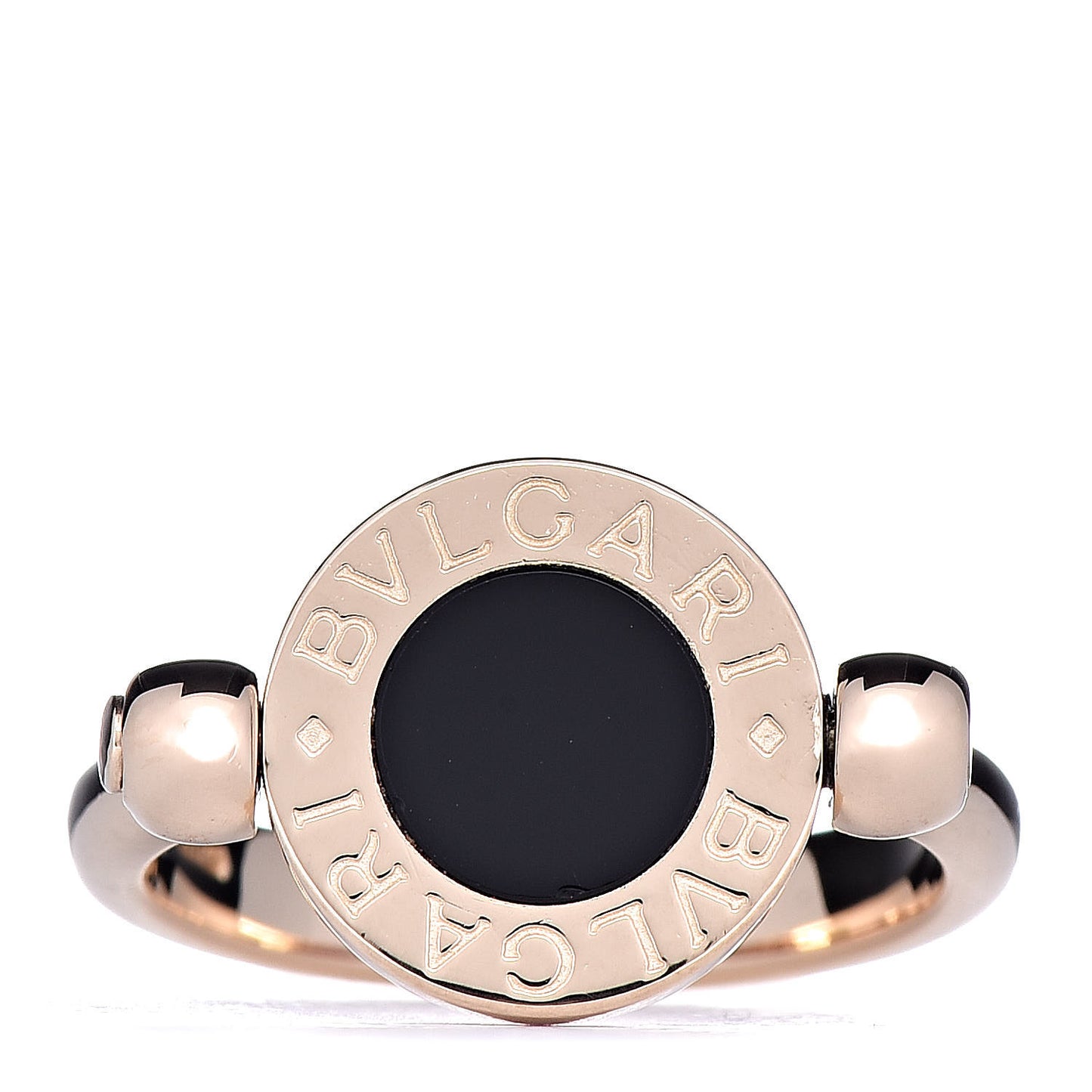 18K Yellow Gold Black Onyx Coral Bvlgari Bvlgari Ring 49 4.75