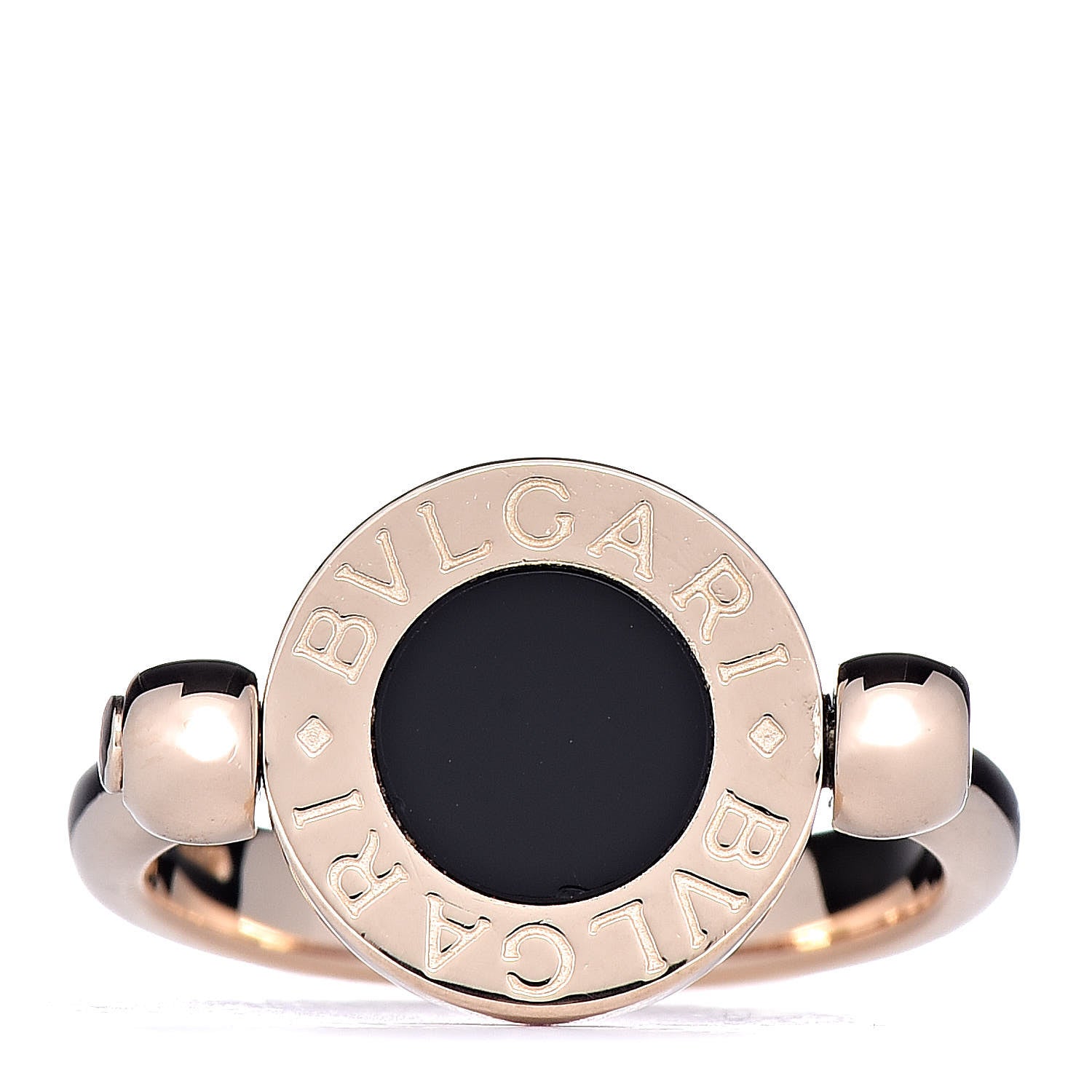 Bulgari 18K Yellow Gold Black Onyx Coral Bvlgari Bvlgari Ring 49 4.75 1 of 10