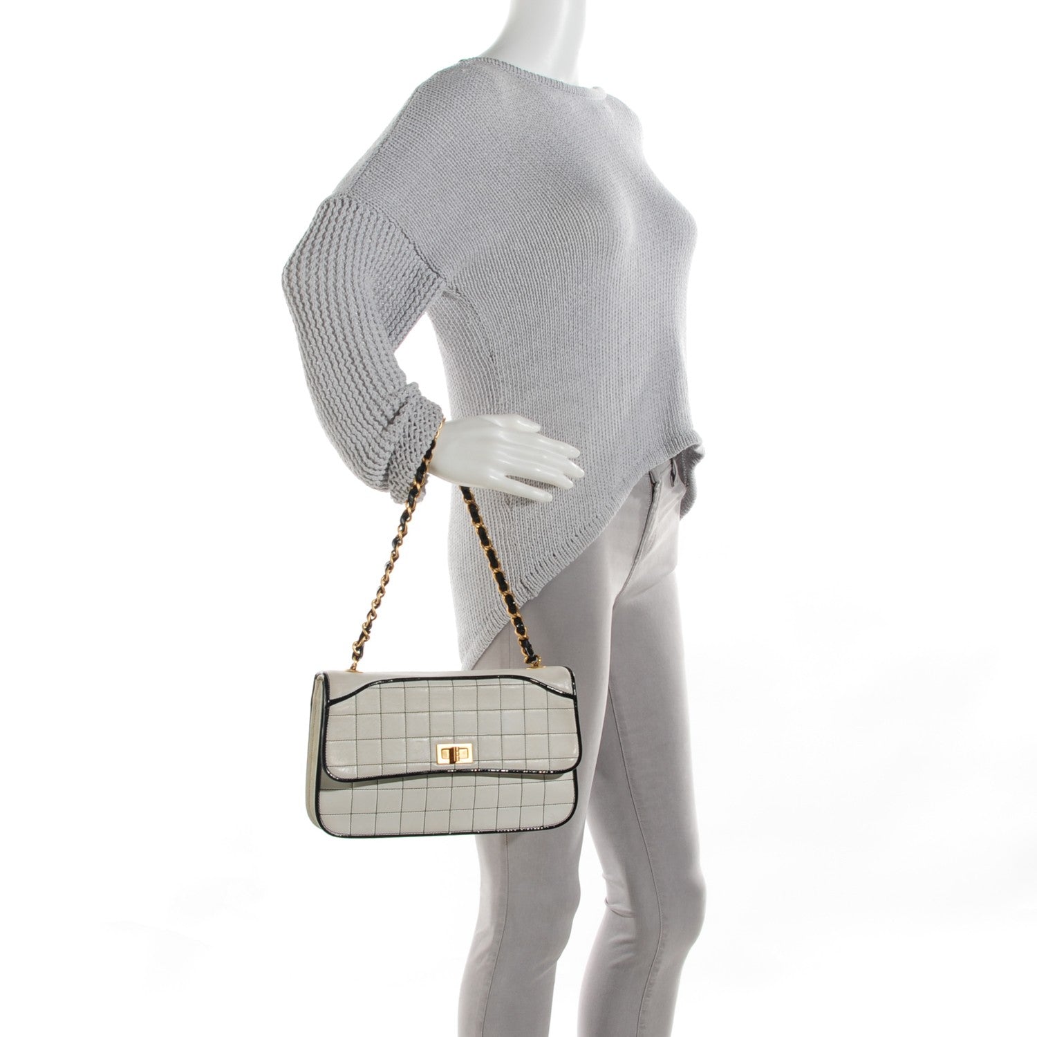 Chanel Lambskin Contrast Stitch Small Mademoiselle Flap Black White 2 of 8