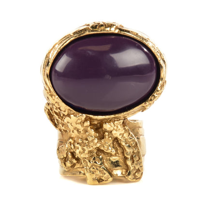 Saint Laurent Glass Cabochon Arty Ovale Ring 8 Plum 1 of 5