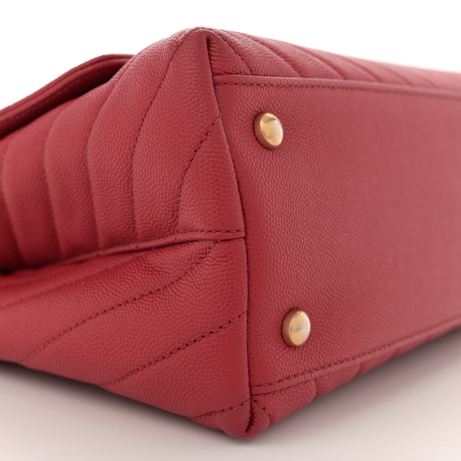 Chanel Caviar Chevron Quilted Small Coco Handle Flap Red 9 of 11