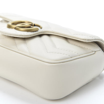 Gucci Calfskin Matelasse Super Mini GG Marmont Shoulder Bag White 6 of 10