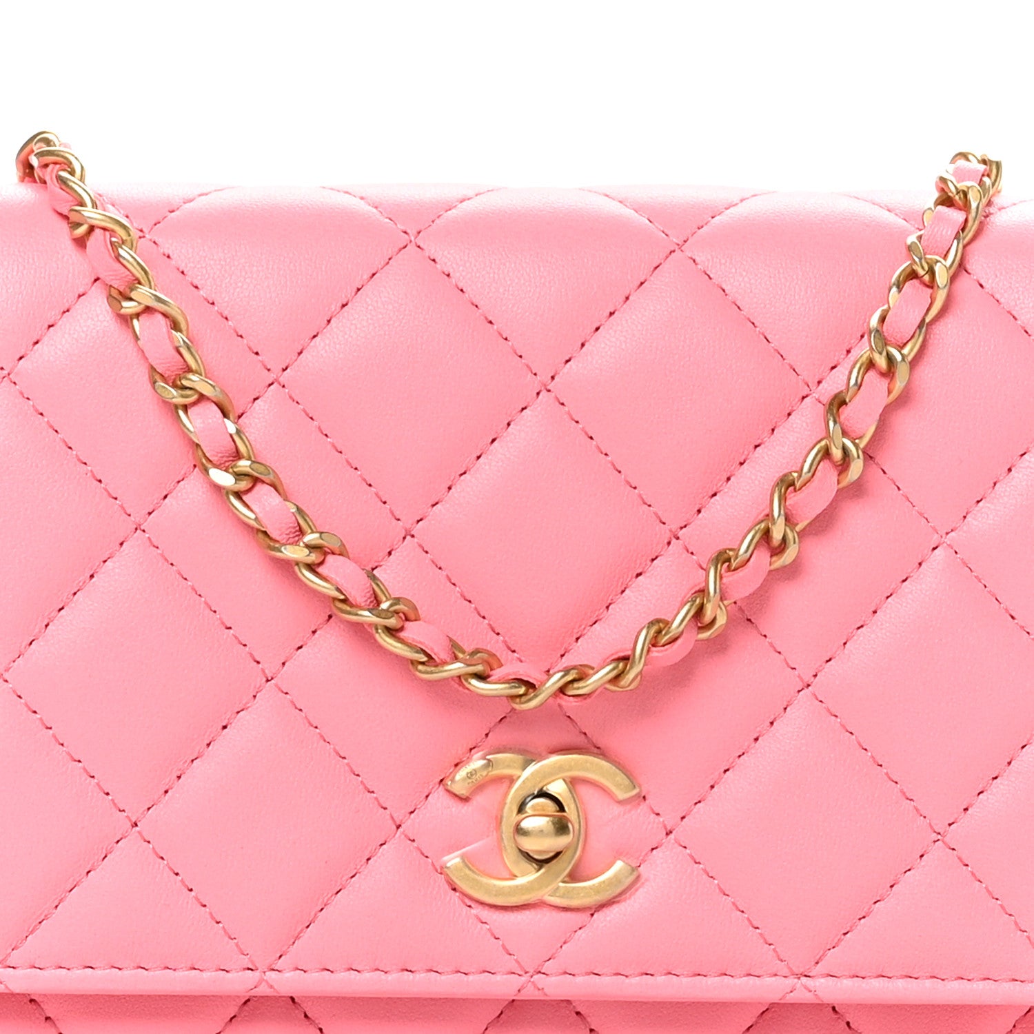Chanel Lambskin Quilted CC Pearl Crush Wallet on Chain WOC Pink 8 of 10