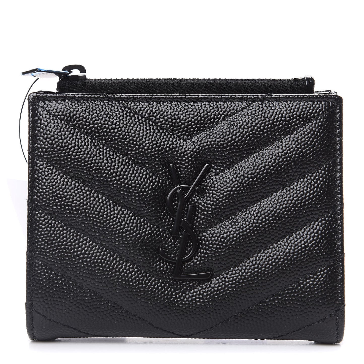 Grain De Poudre Matelasse Chevron Monogram Zipped Card Case Black
