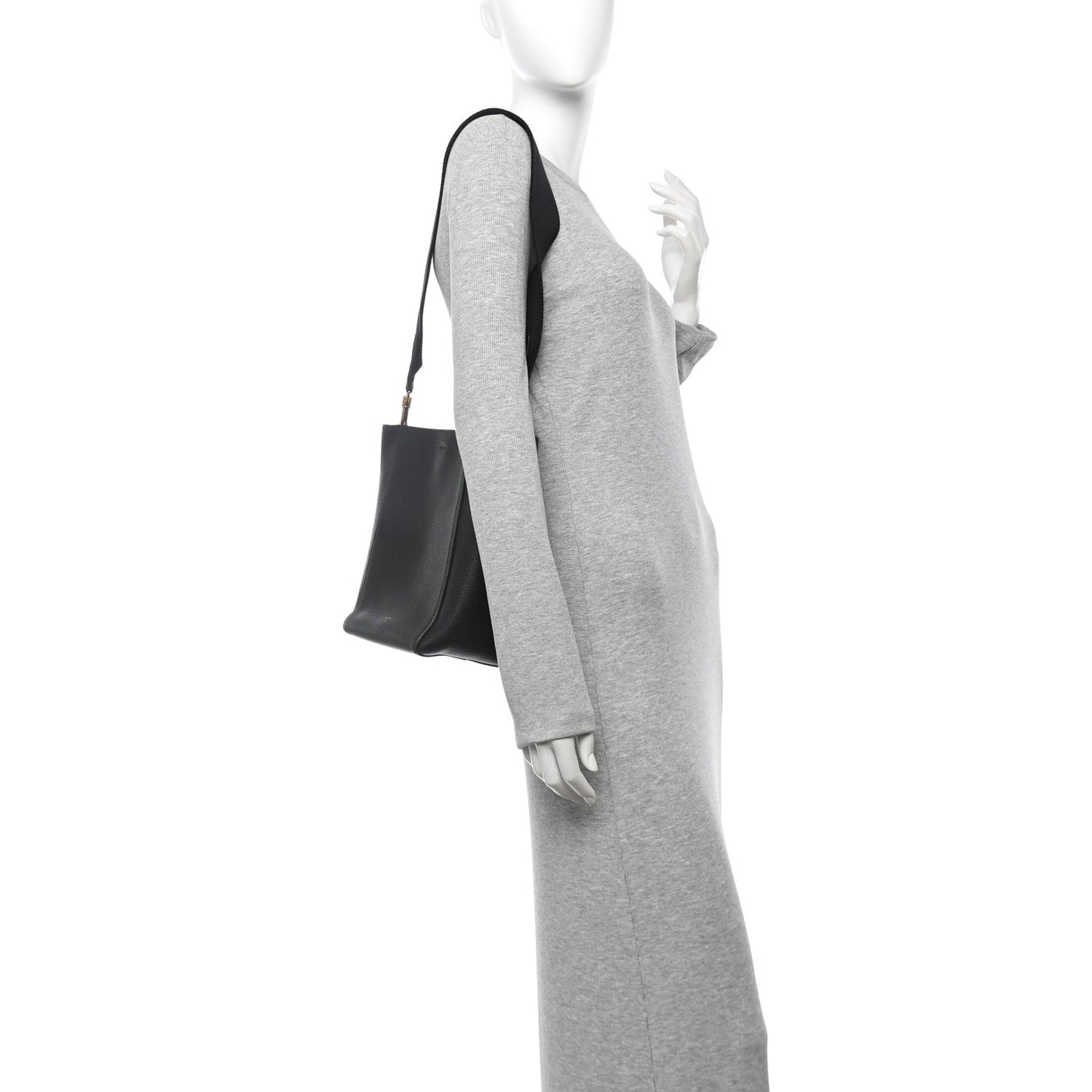 Soft Grained Calfskin Small Sangle Bucket Bag Black