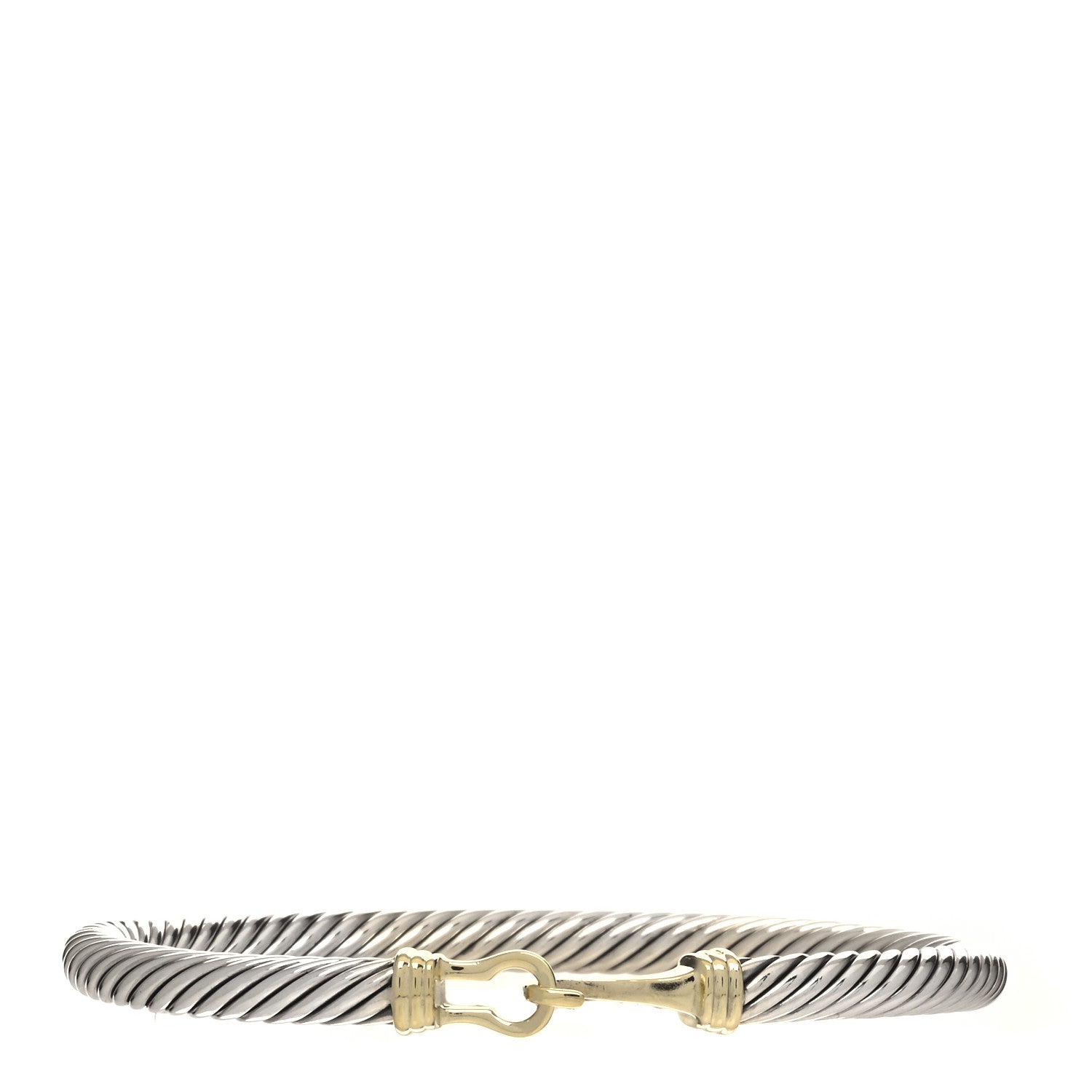 David Yurman Sterling Silver 14K Yellow Gold 5mm Cable Classic Buckle Bracelet 1 of 4