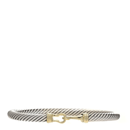 David Yurman Sterling Silver 14K Yellow Gold 5mm Cable Classic Buckle Bracelet 1 of 4