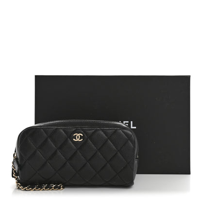 Chanel Caviar Quilted Double Zip Pouch Cosmetic Case Black 9 of 9