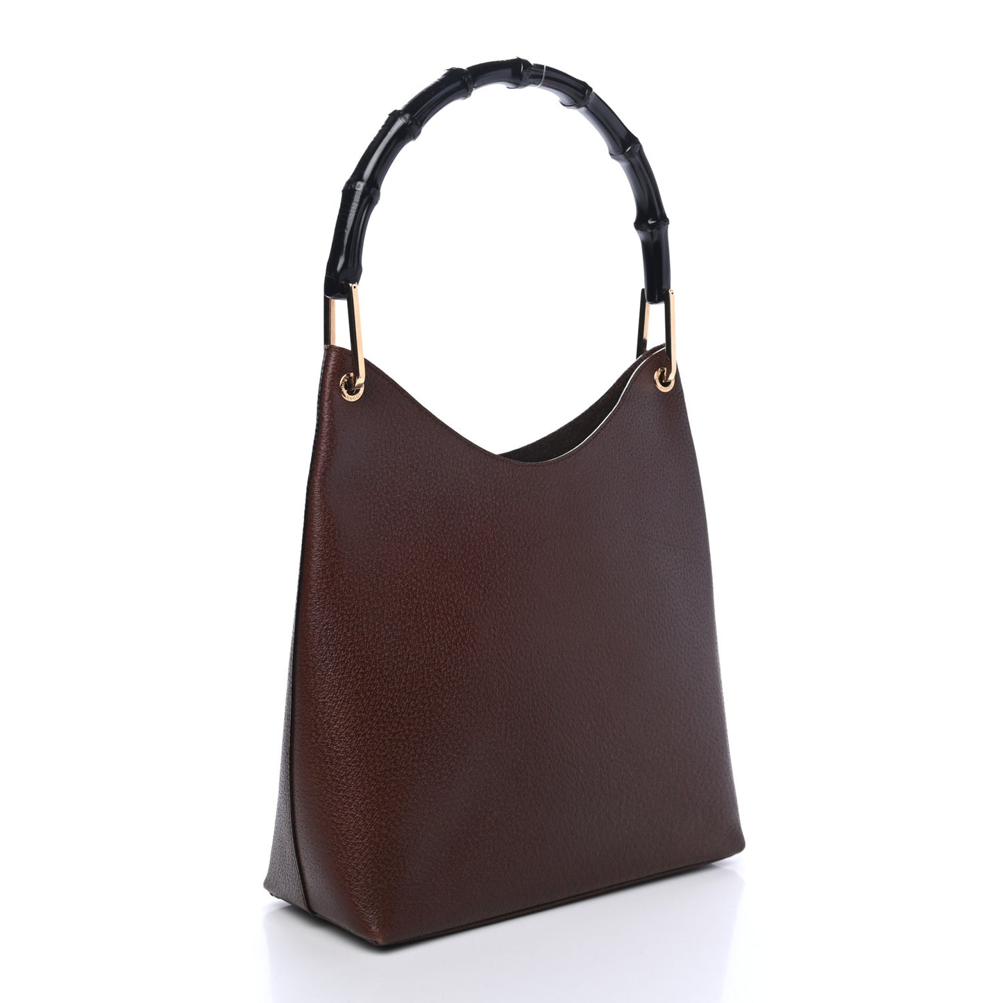 Pebbled Calfskin Bamboo Shoulder Bag Brown