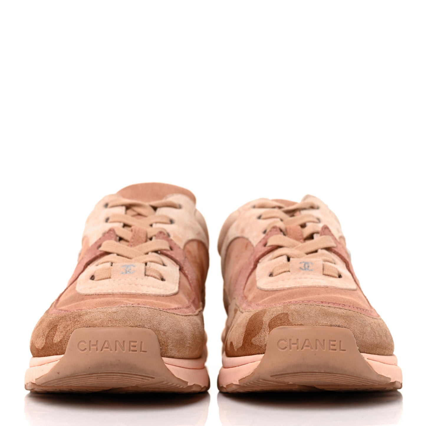 Nylon Lambskin Suede Calfskin CC Sneakers 37 Pink