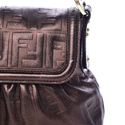 Fendi Metallic Calfskin FF Embossed Small Chef Shoulder Bag Bronze 9 of 12